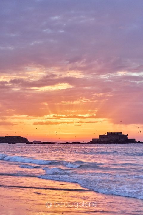 tirage photo FineArt Fort National Saint-Malo au coucher du soleil
